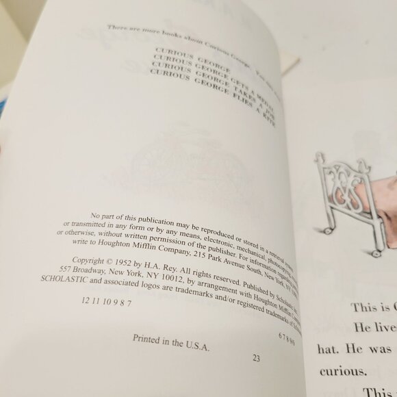 3 Vtg Curious George by H.A. Rey Gets a Medal Rides a Bike Takes a Job Books - Picture 6 of 8